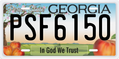 GA license plate PSF6150