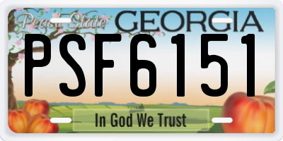 GA license plate PSF6151