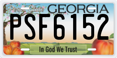 GA license plate PSF6152