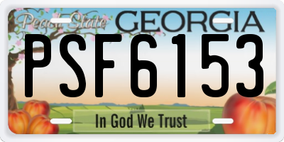 GA license plate PSF6153