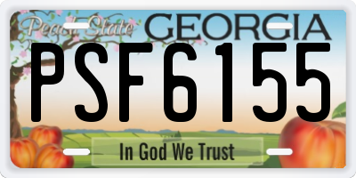 GA license plate PSF6155