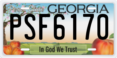 GA license plate PSF6170