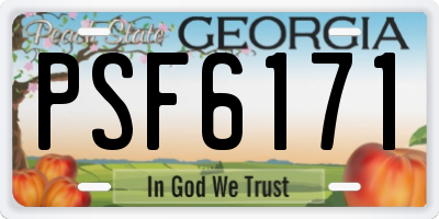 GA license plate PSF6171