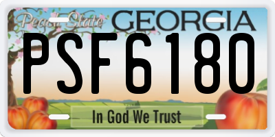 GA license plate PSF6180