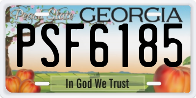 GA license plate PSF6185