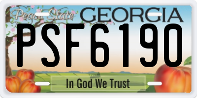 GA license plate PSF6190