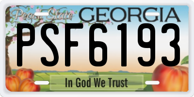 GA license plate PSF6193