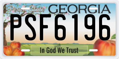 GA license plate PSF6196