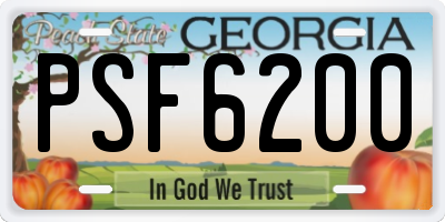 GA license plate PSF6200