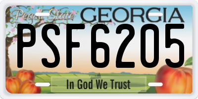 GA license plate PSF6205