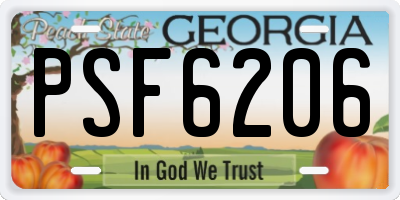 GA license plate PSF6206