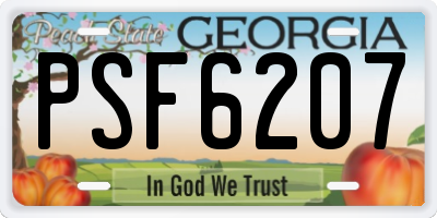GA license plate PSF6207