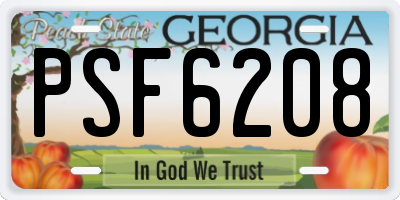 GA license plate PSF6208