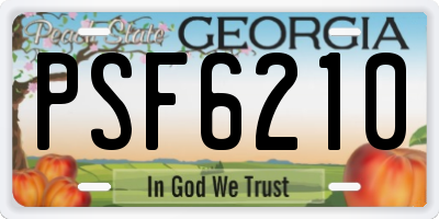 GA license plate PSF6210