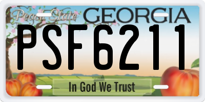 GA license plate PSF6211