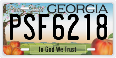 GA license plate PSF6218