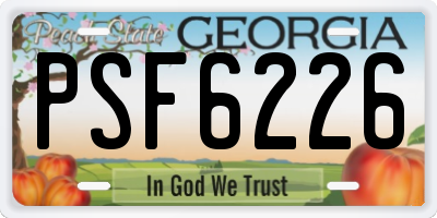 GA license plate PSF6226