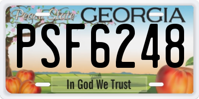 GA license plate PSF6248