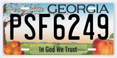 GA license plate PSF6249