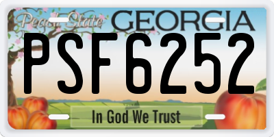 GA license plate PSF6252