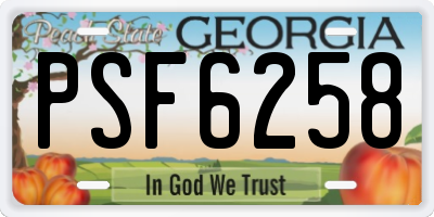 GA license plate PSF6258