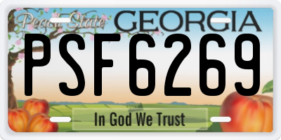 GA license plate PSF6269