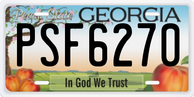 GA license plate PSF6270