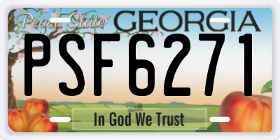 GA license plate PSF6271