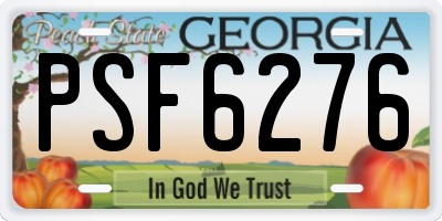 GA license plate PSF6276