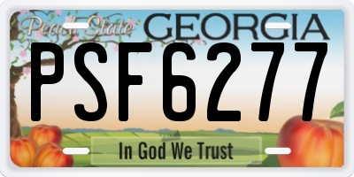 GA license plate PSF6277