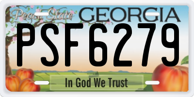 GA license plate PSF6279