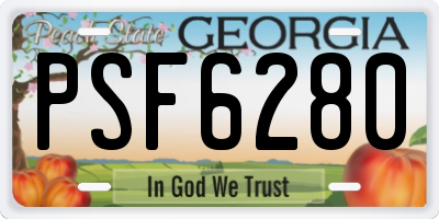 GA license plate PSF6280