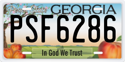 GA license plate PSF6286