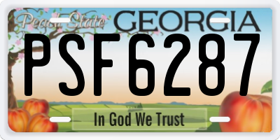 GA license plate PSF6287
