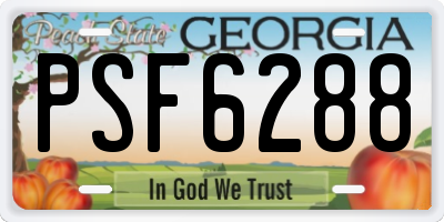 GA license plate PSF6288