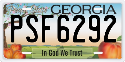 GA license plate PSF6292