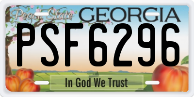 GA license plate PSF6296