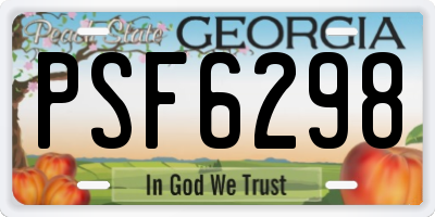 GA license plate PSF6298