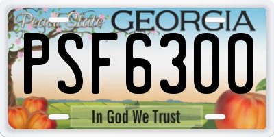 GA license plate PSF6300