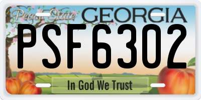 GA license plate PSF6302