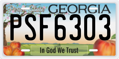 GA license plate PSF6303