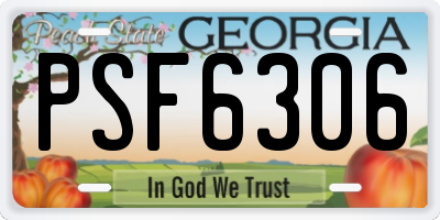 GA license plate PSF6306