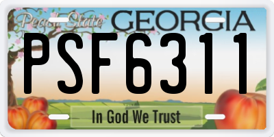 GA license plate PSF6311