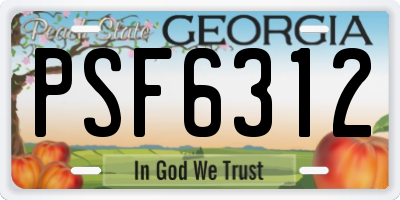 GA license plate PSF6312
