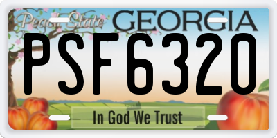 GA license plate PSF6320