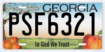 GA license plate PSF6321