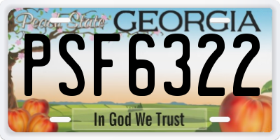 GA license plate PSF6322
