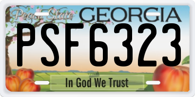 GA license plate PSF6323