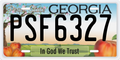 GA license plate PSF6327