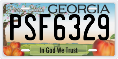 GA license plate PSF6329